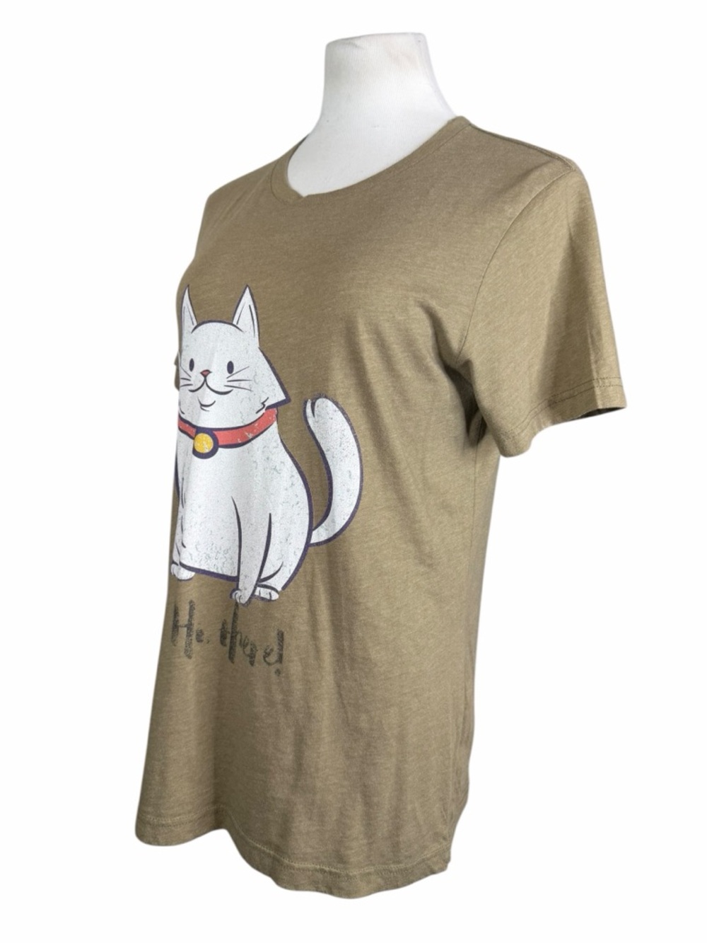 10/$25🦋 Boutique Canvas Heather Olive Neko Neko HI THERE Tee - Size Medium - Picture 2 of 13